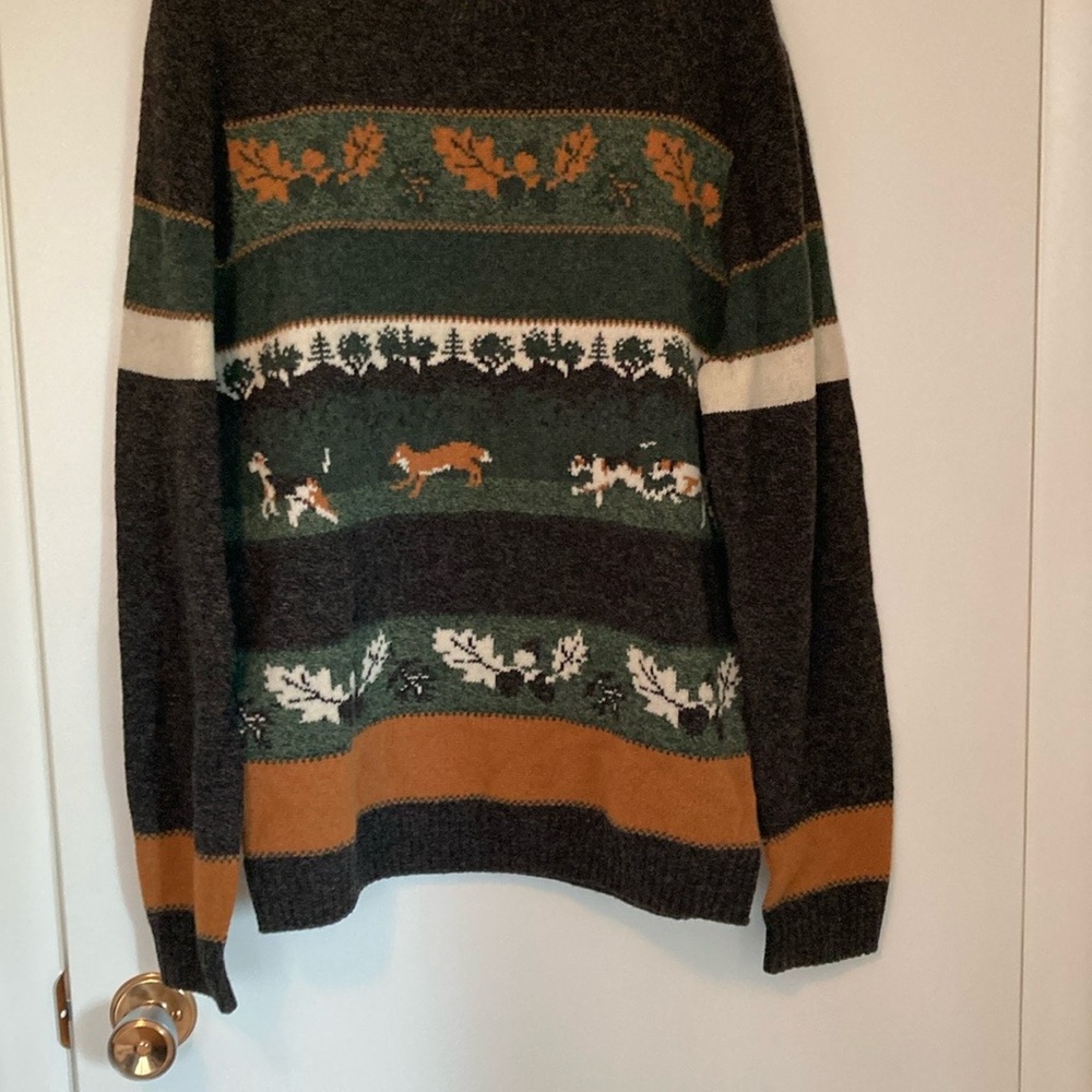 Simons Gray and Green Crewneck Sweater